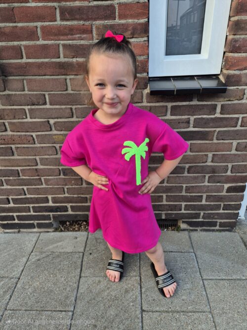 Palm T-Shirt Dress Roze