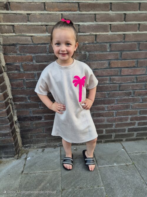 Palm T-Shirt dress beige