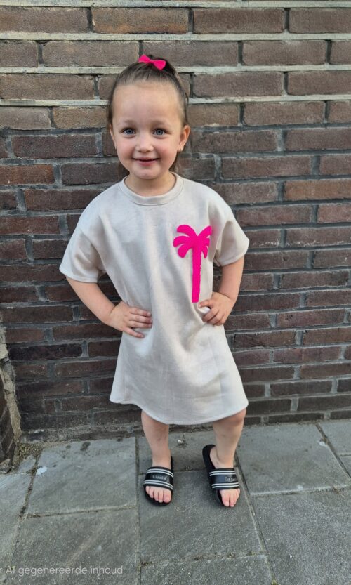 Palm T-Shirt dress beige